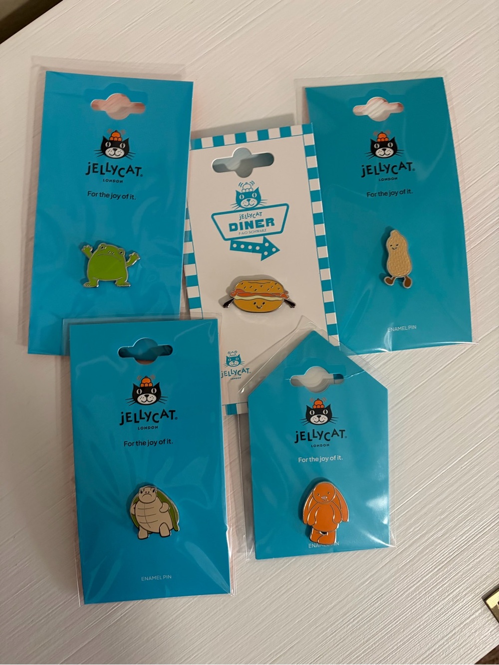 5 Authentic Jellycat Pins 🐸🐰🐢 Cute Character Enamel Bundle🥜🥯